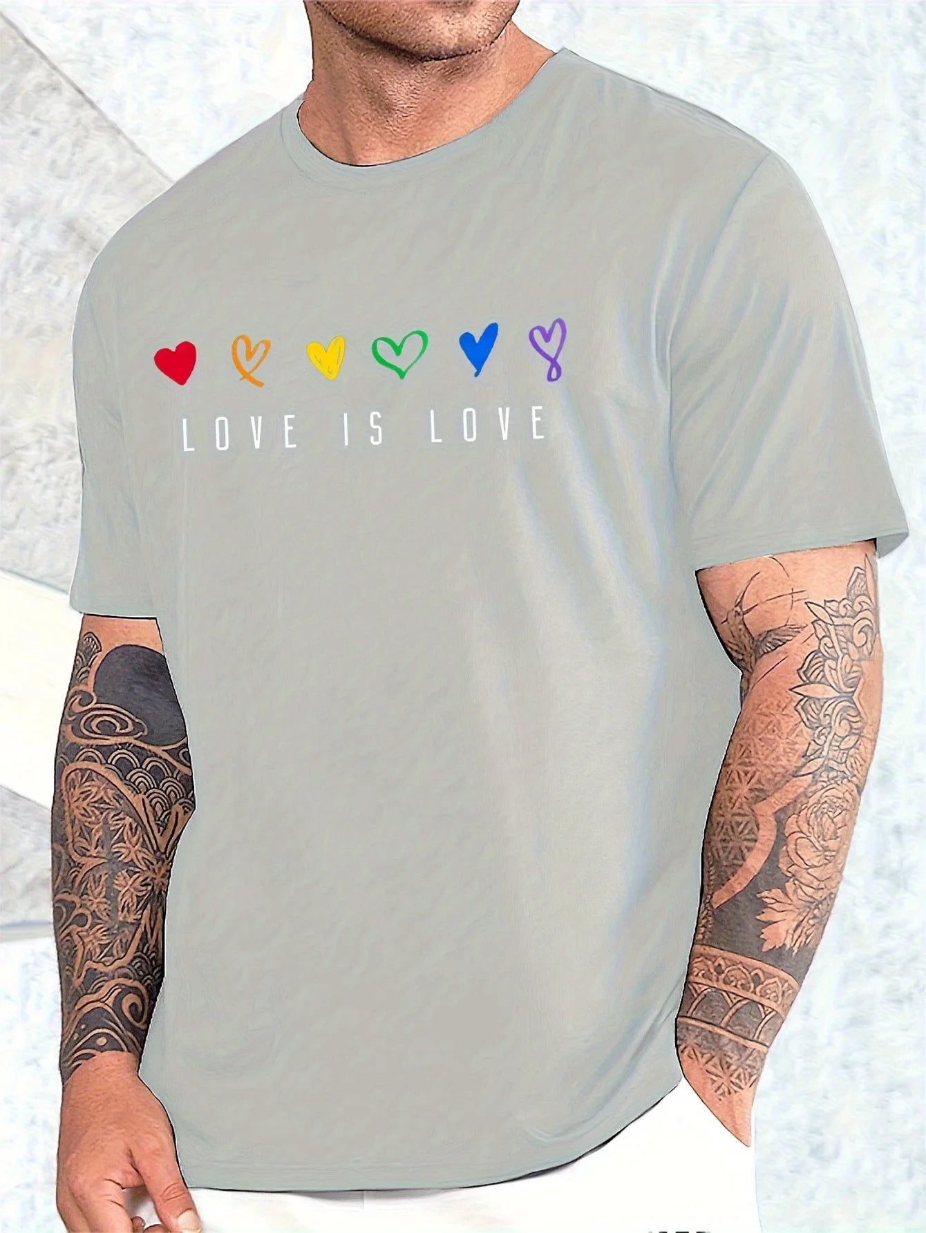 Baumwoll-T-Shirt mit Regenbogen-Print