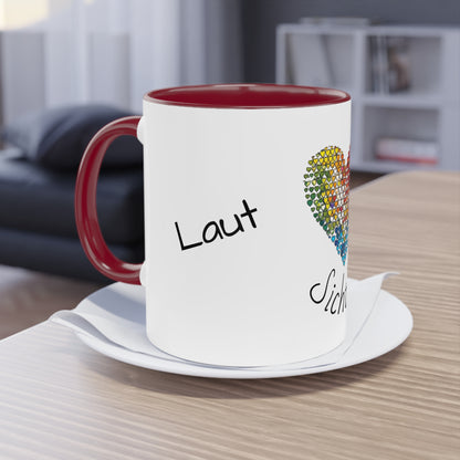 Zweifarbige Tasse mit Herzmotiv – 300ml