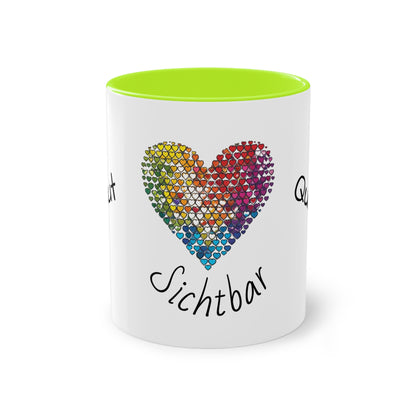 Zweifarbige Tasse mit Herzmotiv – 300ml