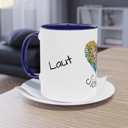 Zweifarbige Tasse mit Herzmotiv – 300ml