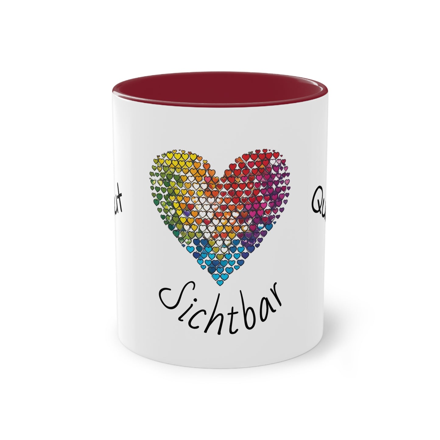 Zweifarbige Tasse mit Herzmotiv – 300ml
