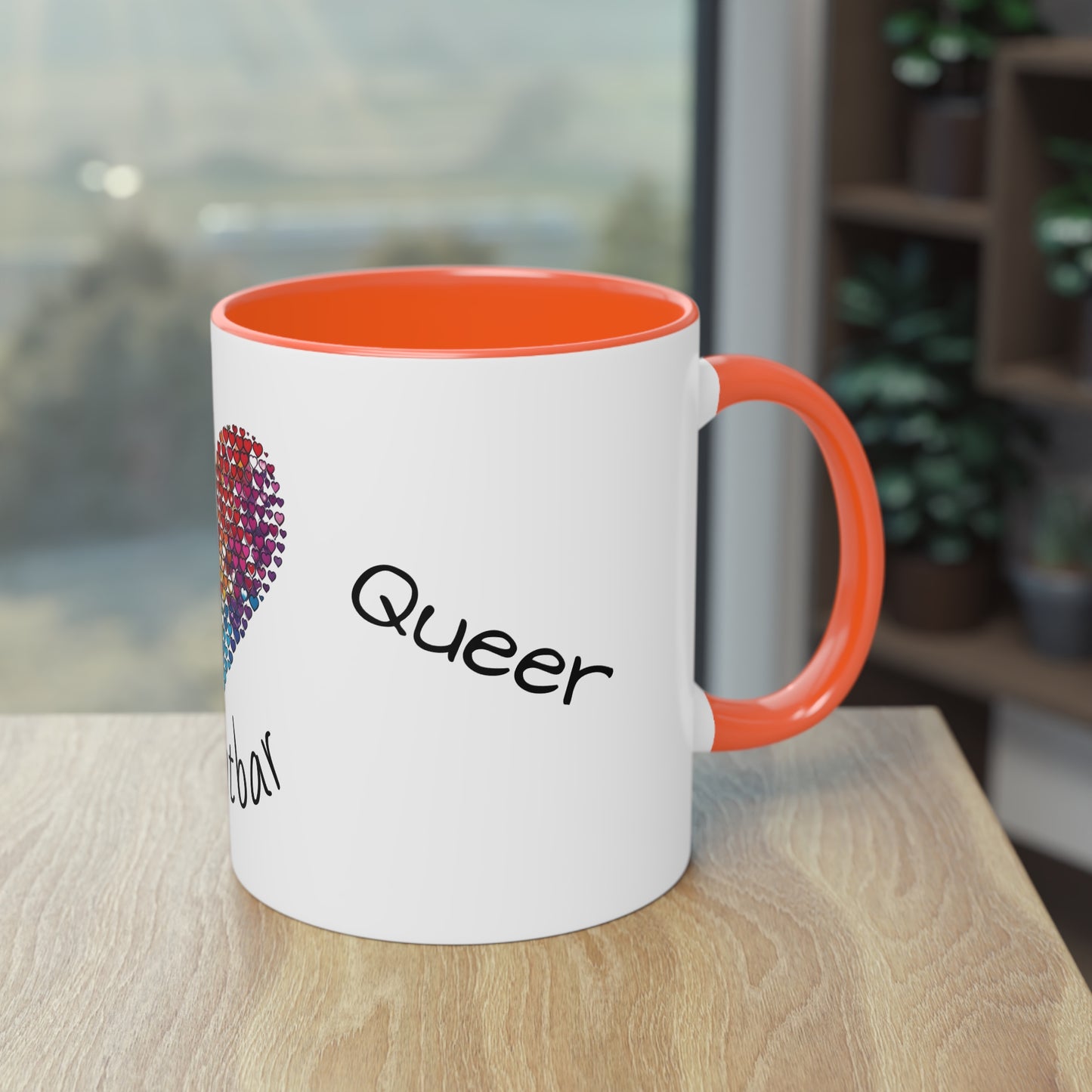 Zweifarbige Tasse mit Herzmotiv – 300ml