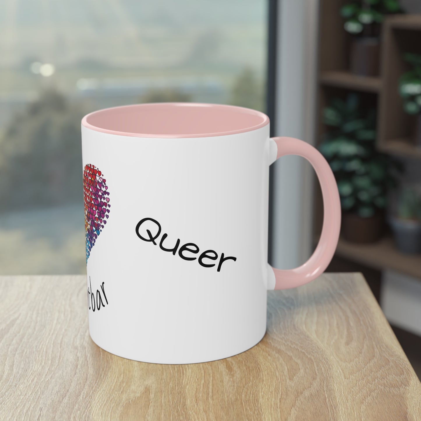 Zweifarbige Tasse mit Herzmotiv – 300ml