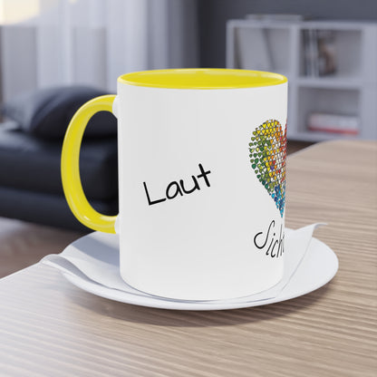 Zweifarbige Tasse mit Herzmotiv – 300ml