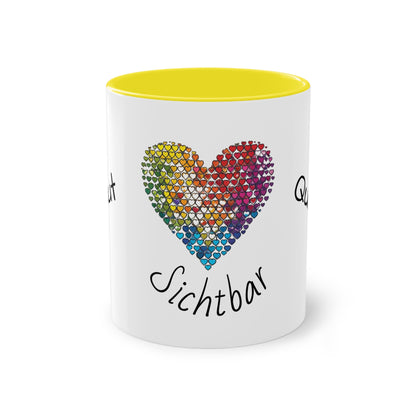 Zweifarbige Tasse mit Herzmotiv – 300ml