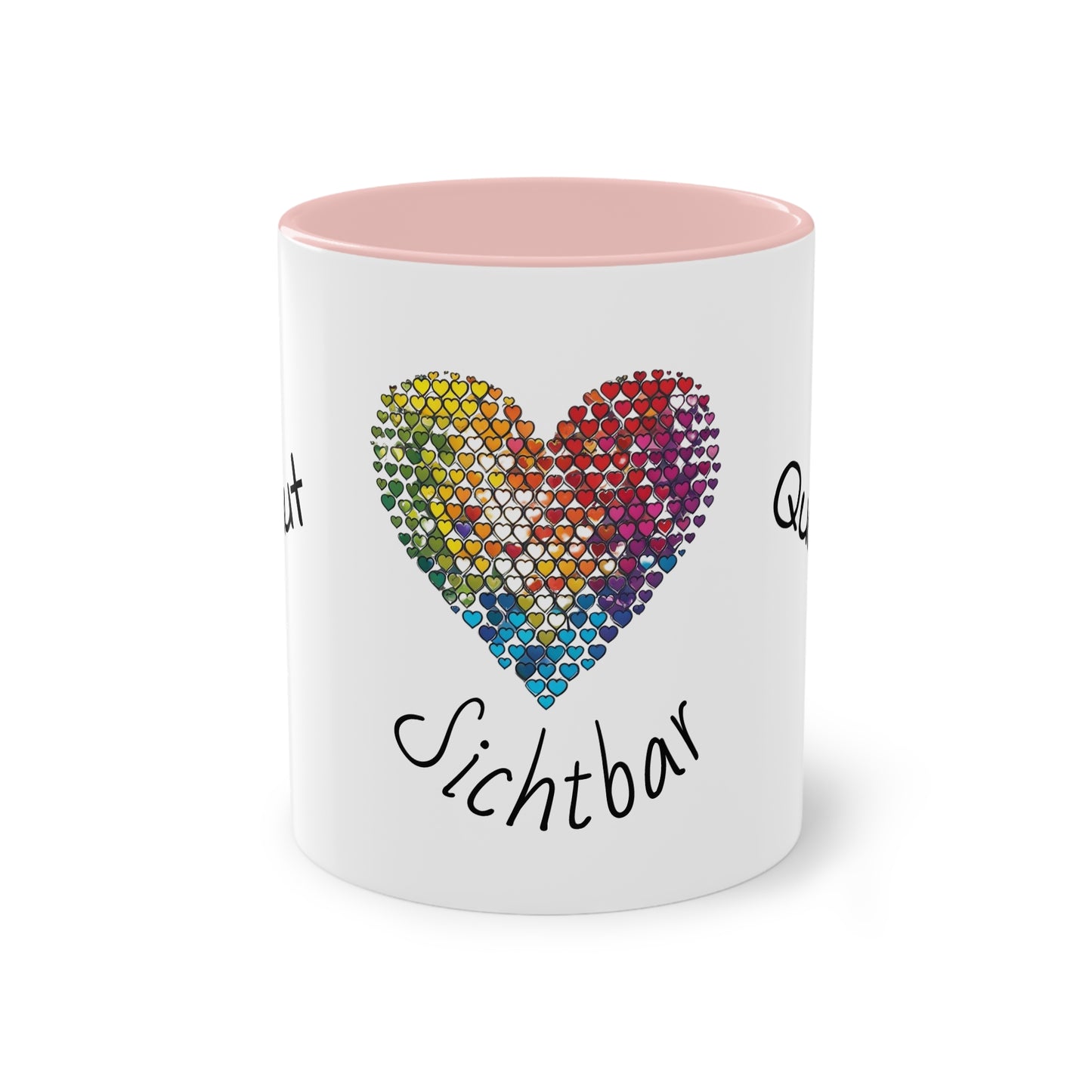 Zweifarbige Tasse mit Herzmotiv – 300ml