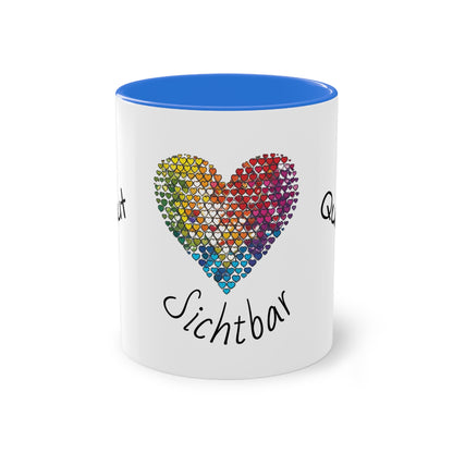 Zweifarbige Tasse mit Herzmotiv – 300ml