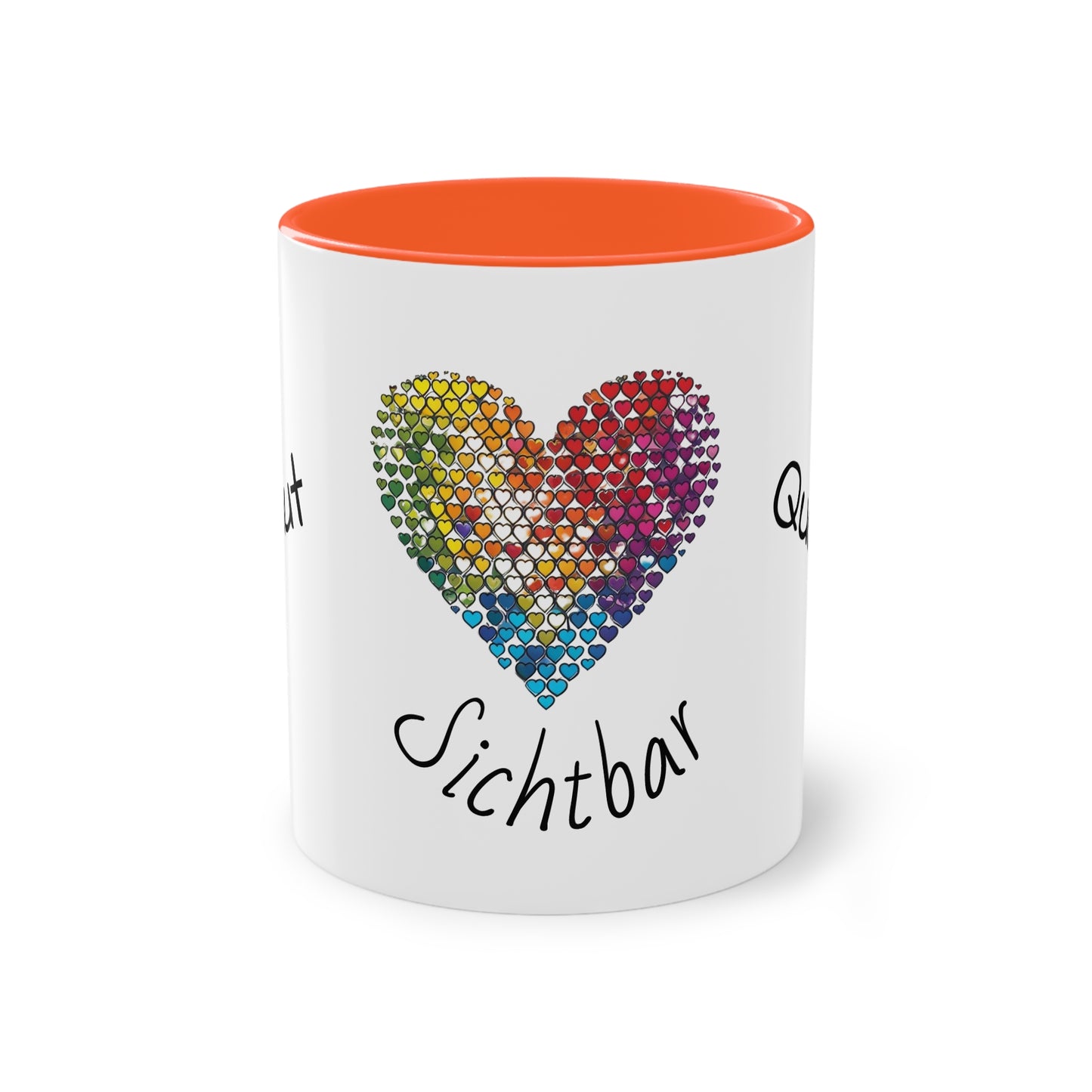 Zweifarbige Tasse mit Herzmotiv – 300ml