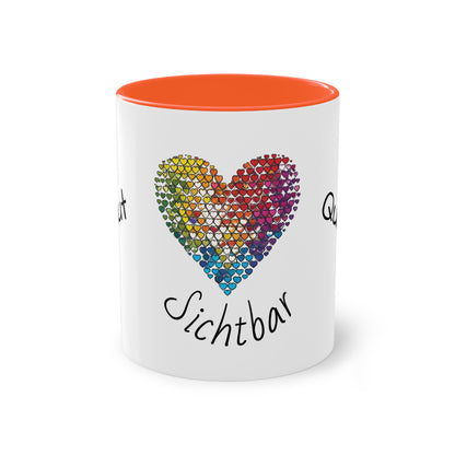 Zweifarbige Tasse mit Herzmotiv – 300ml