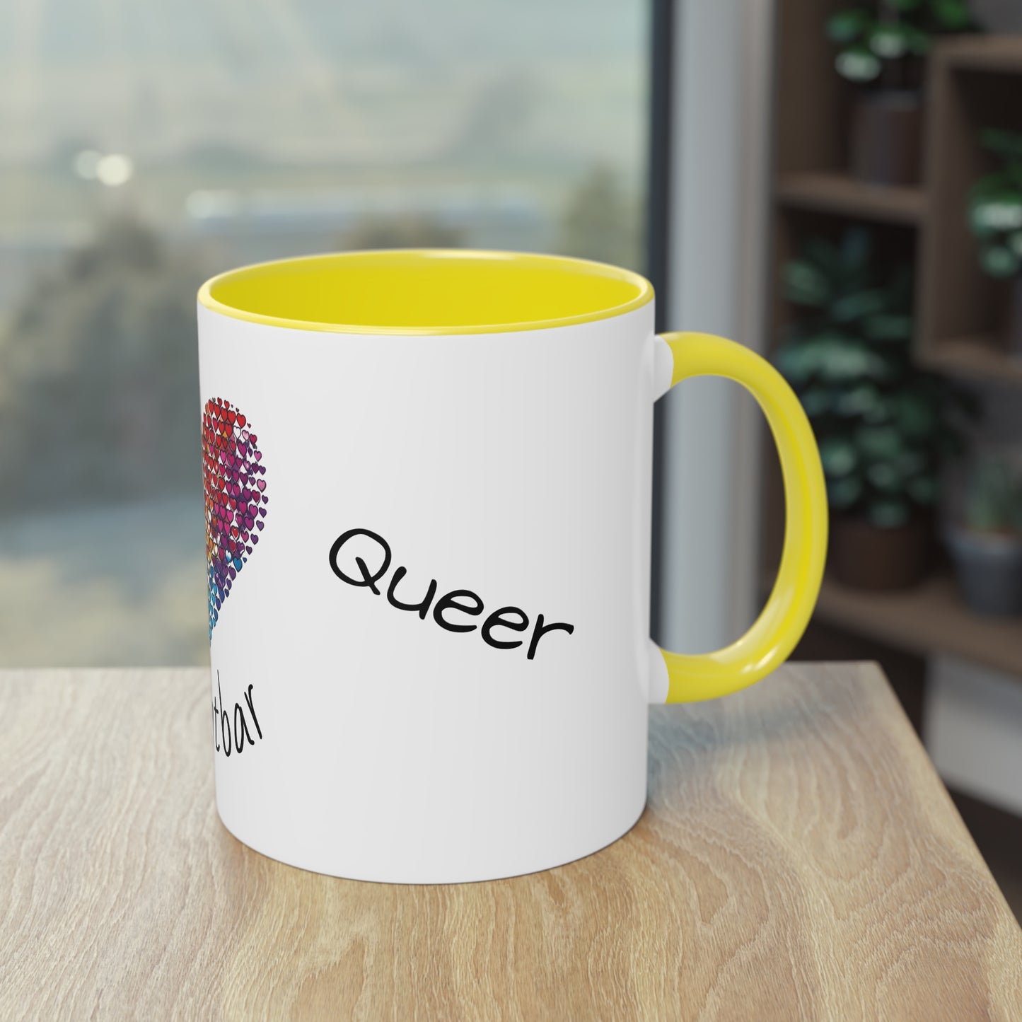 Zweifarbige Tasse mit Herzmotiv – 300ml