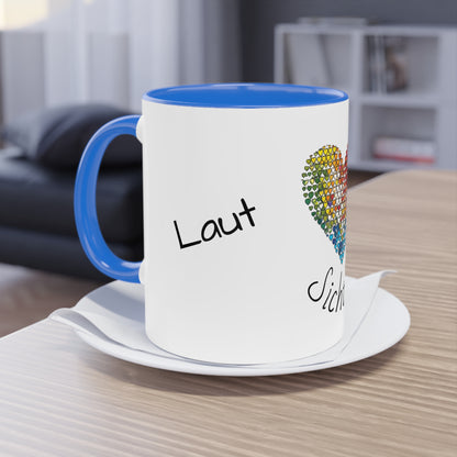 Zweifarbige Tasse mit Herzmotiv – 300ml