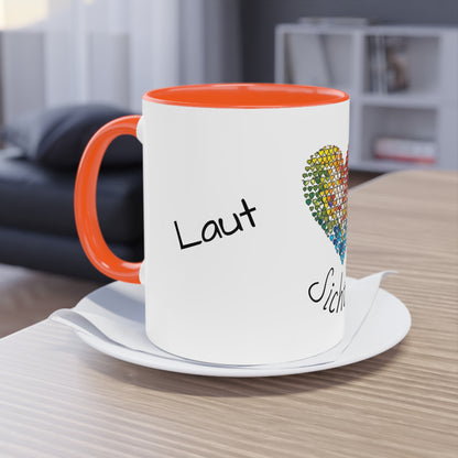 Zweifarbige Tasse mit Herzmotiv – 300ml