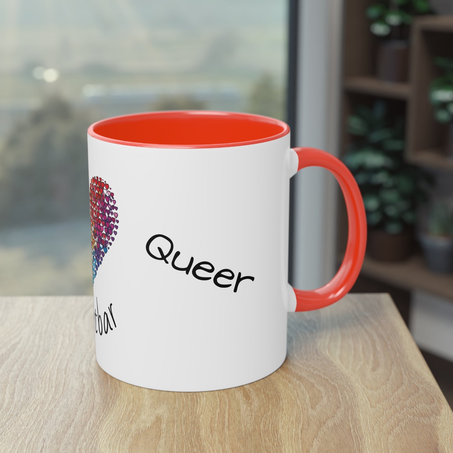 Zweifarbige Tasse mit Herzmotiv – 300ml