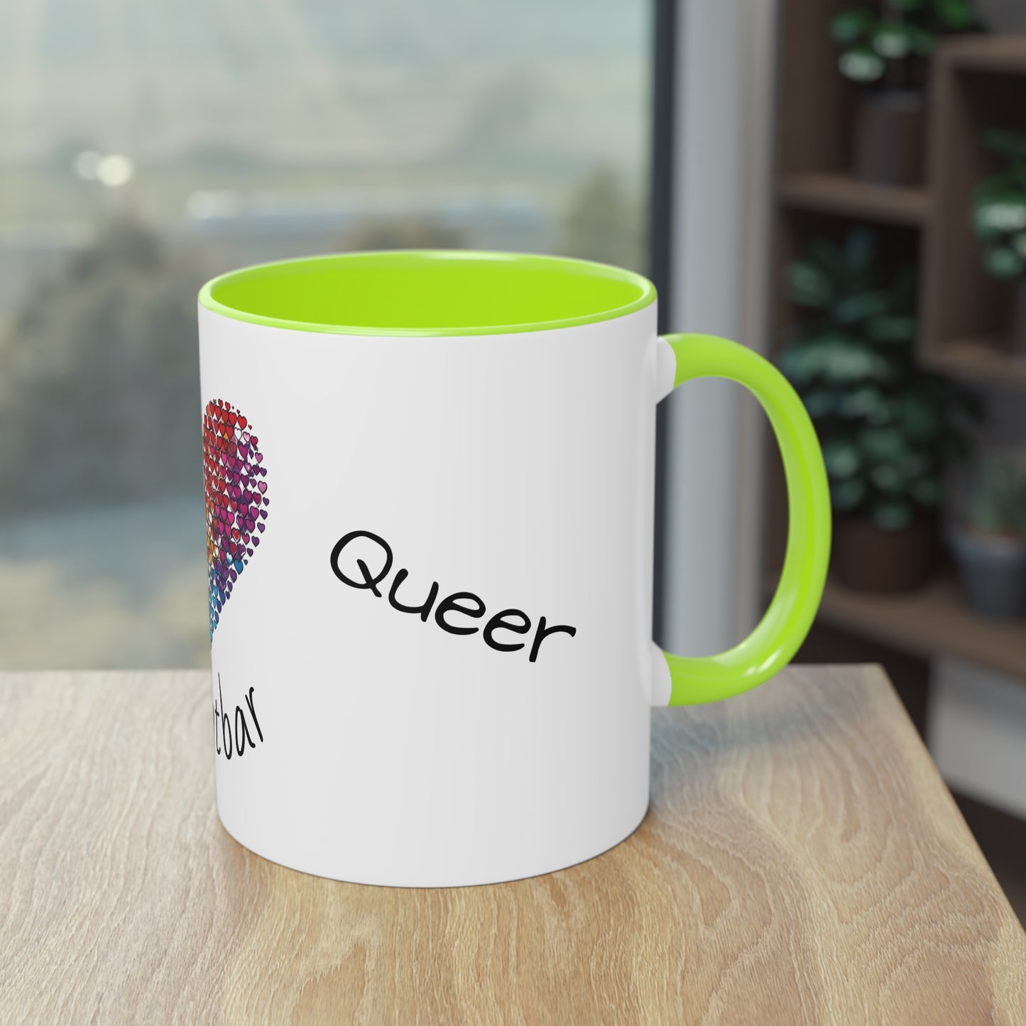 Zweifarbige Tasse mit Herzmotiv – 300ml