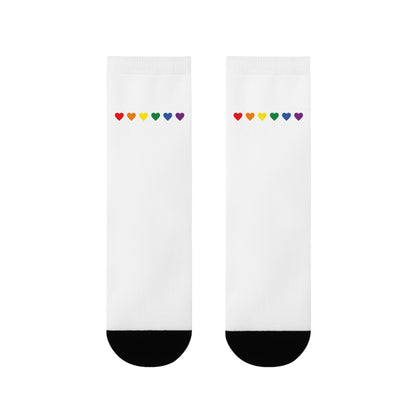 Regenbogen Herz Socken | Pride Socken mit bunten Herzchen | LGBTQ+ Statement-Socken | Queeres Geschenk | Bunte Unisex Socken mit Liebe
