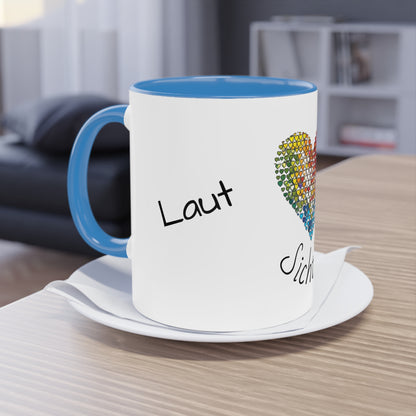 Zweifarbige Tasse mit Herzmotiv – 300ml