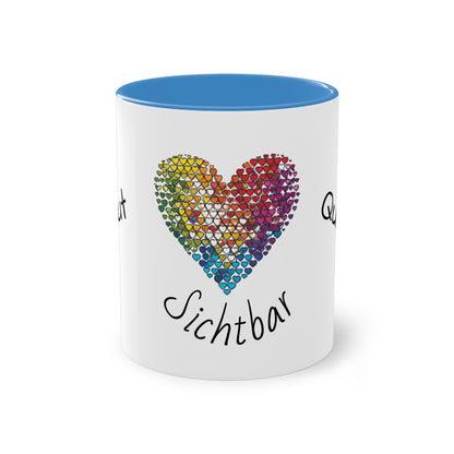 Zweifarbige Tasse mit Herzmotiv – 300ml