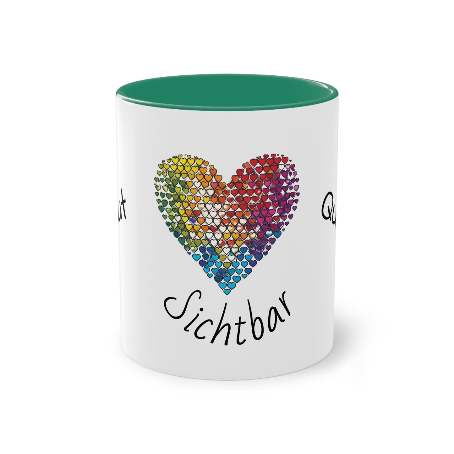 Zweifarbige Tasse mit Herzmotiv – 300ml
