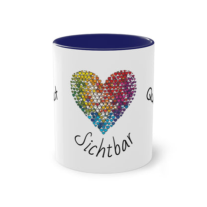Zweifarbige Tasse mit Herzmotiv – 300ml