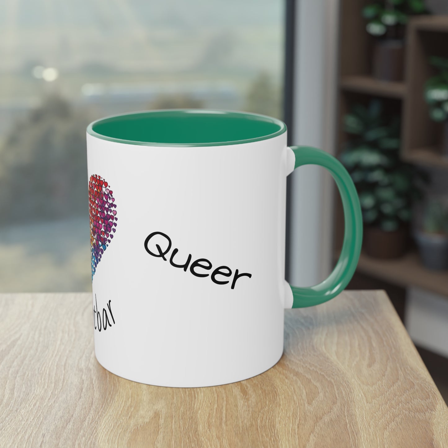 Zweifarbige Tasse mit Herzmotiv – 300ml