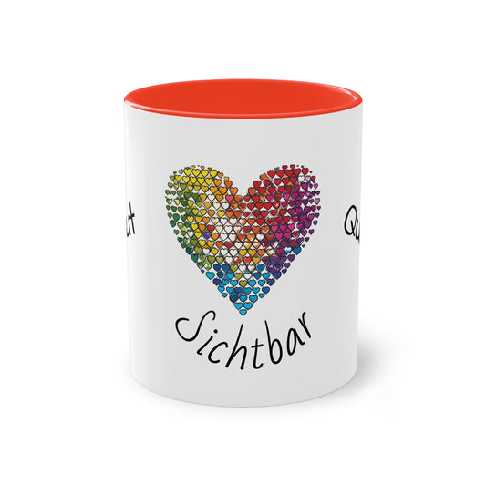 Zweifarbige Tasse mit Herzmotiv – 300ml