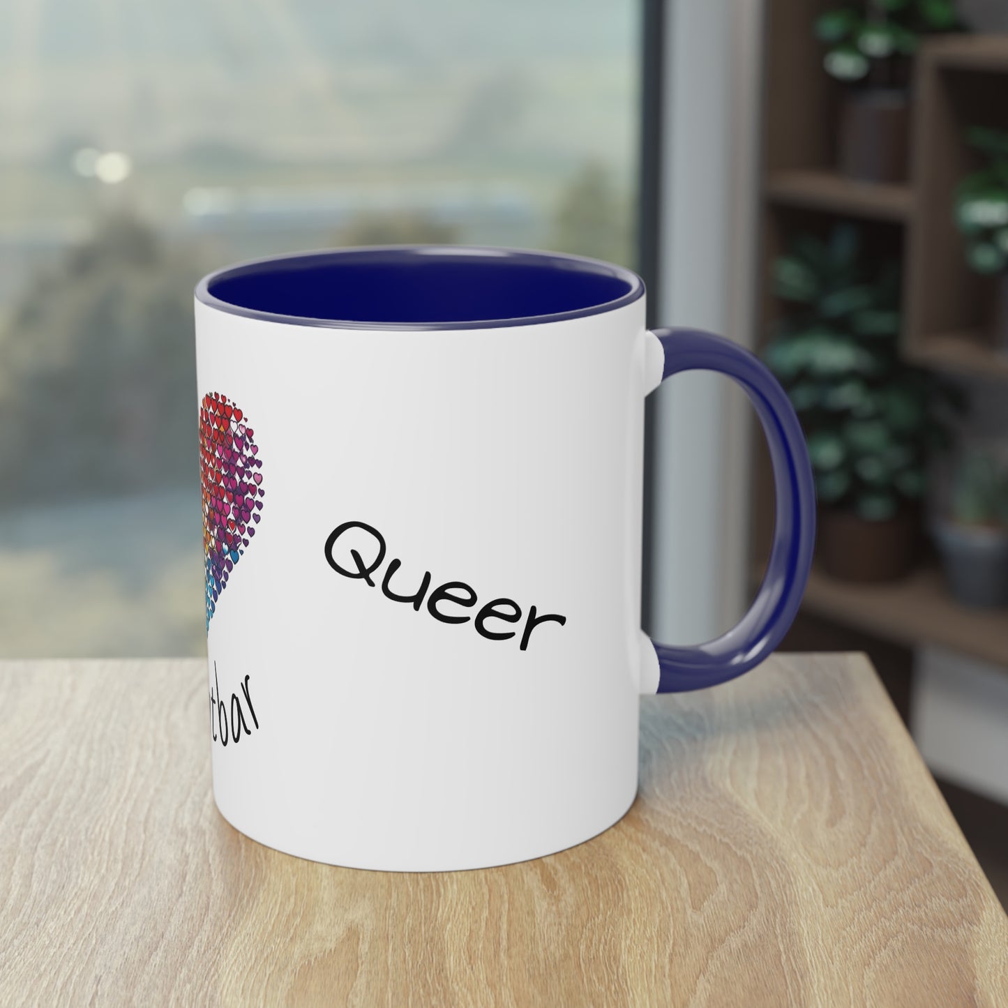 Zweifarbige Tasse mit Herzmotiv – 300ml