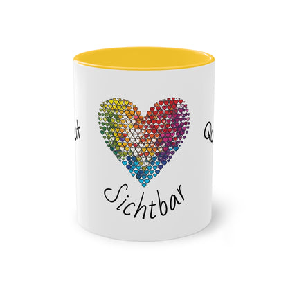 Zweifarbige Tasse mit Herzmotiv – 300ml