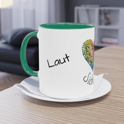 Zweifarbige Tasse mit Herzmotiv – 300ml