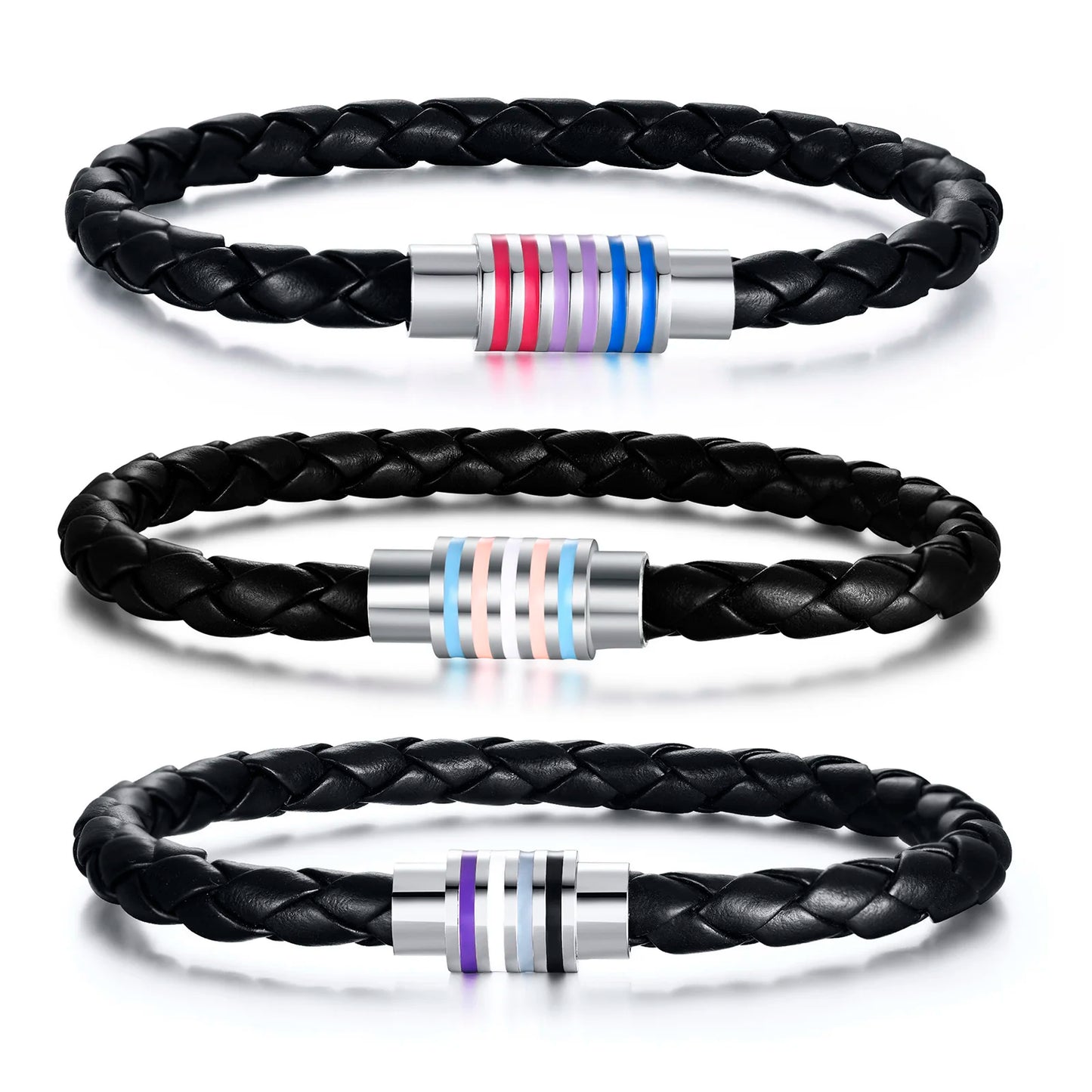Geflochtenes Pride Lederarmband