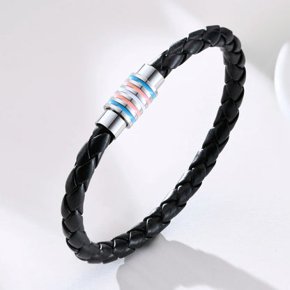 Geflochtenes Pride Lederarmband