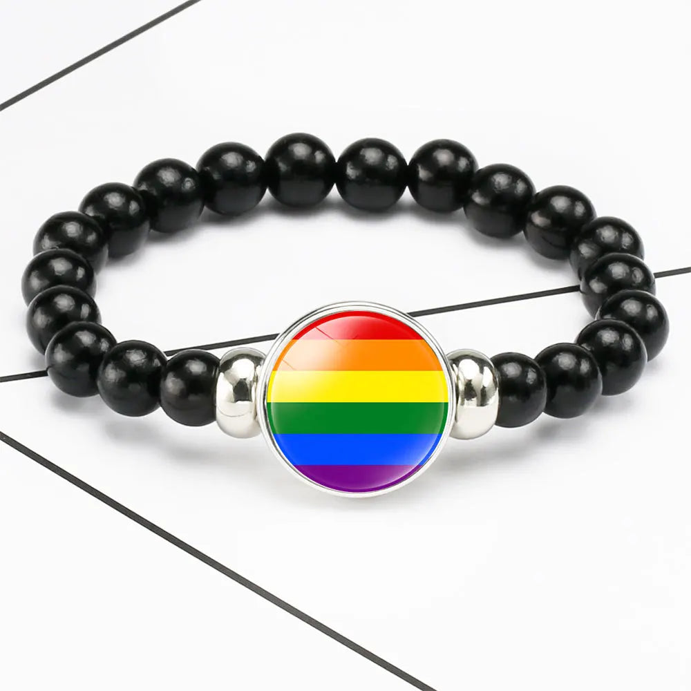 Pride Perlenarmband mit Glas-Button