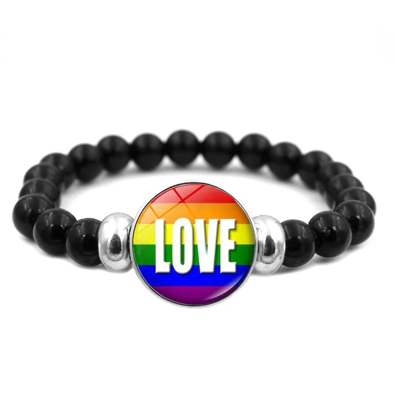 Pride Perlenarmband mit Glas-Button