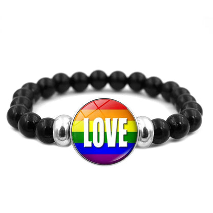 Pride Perlenarmband mit Glas-Button