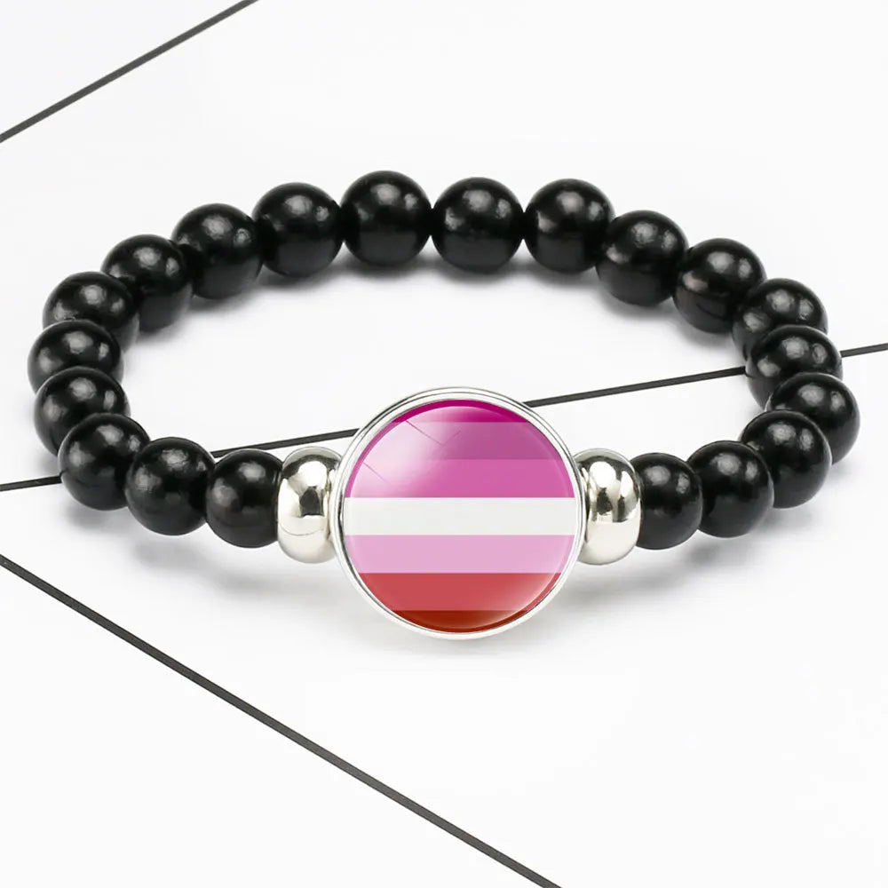 Pride Perlenarmband mit Glas-Button