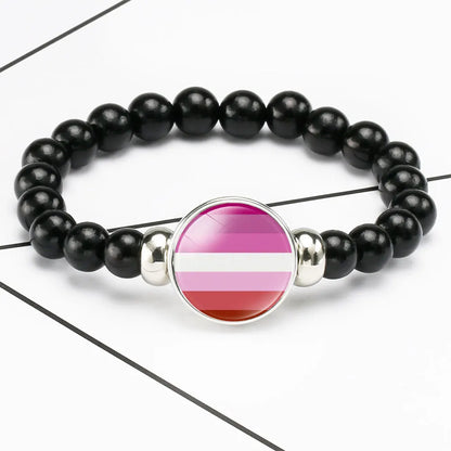 Pride Perlenarmband mit Glas-Button