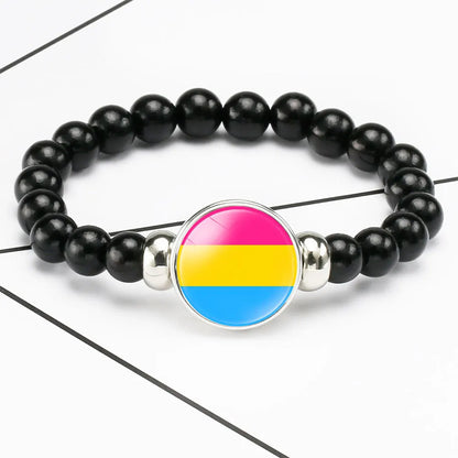 Pride Perlenarmband mit Glas-Button