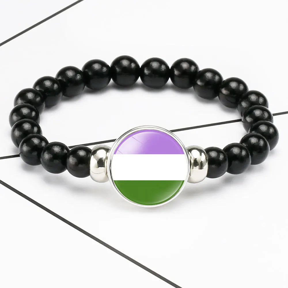 Pride Perlenarmband mit Glas-Button