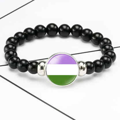 Pride Perlenarmband mit Glas-Button