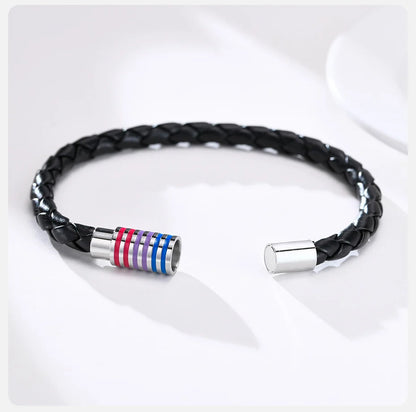 Geflochtenes Pride Lederarmband