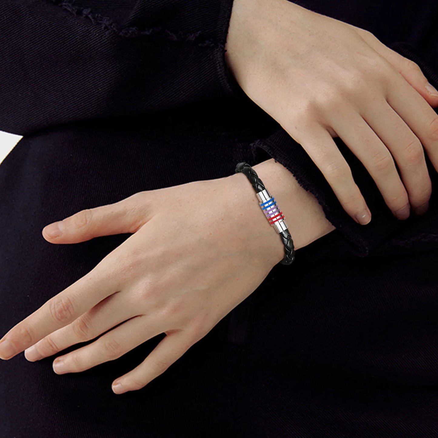 Geflochtenes Pride Lederarmband