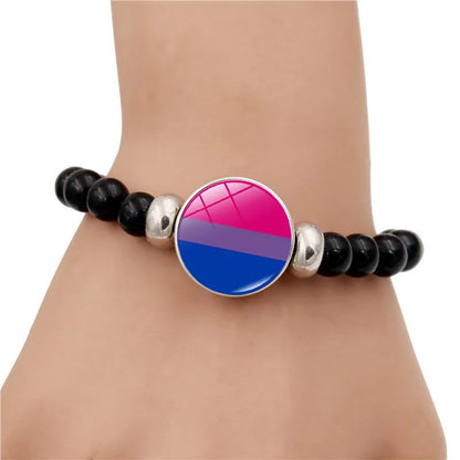 Pride Perlenarmband mit Glas-Button