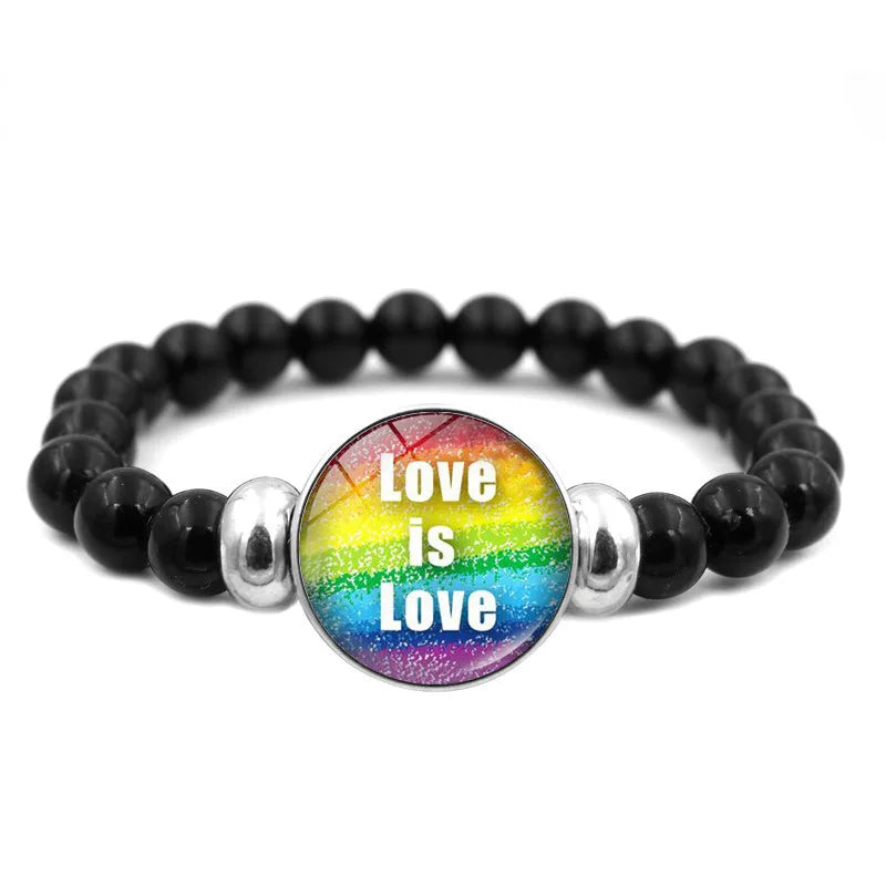 Pride Perlenarmband mit Glas-Button