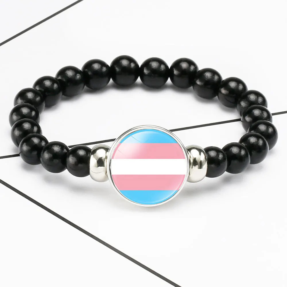 Pride Perlenarmband mit Glas-Button
