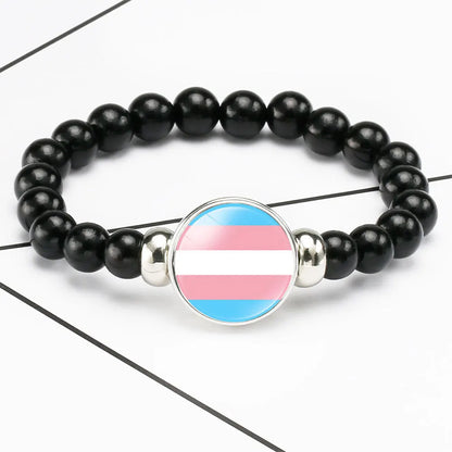 Pride Perlenarmband mit Glas-Button