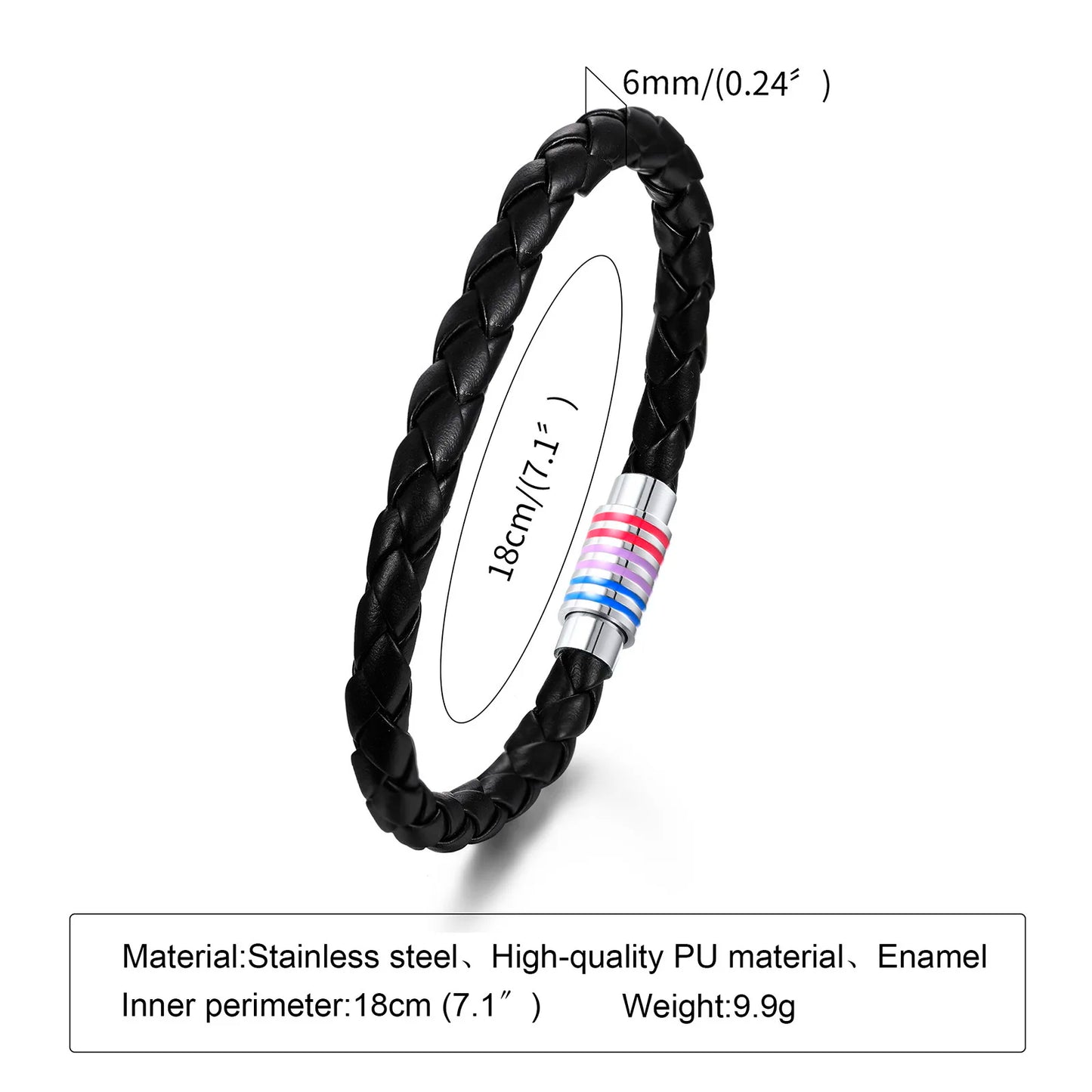 Geflochtenes Pride Lederarmband
