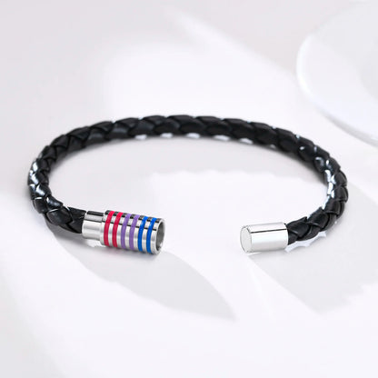 Geflochtenes Pride Lederarmband