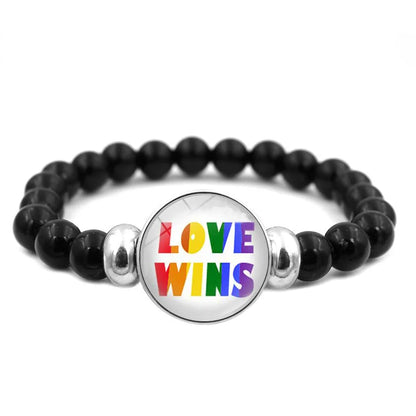 Pride Perlenarmband mit Glas-Button