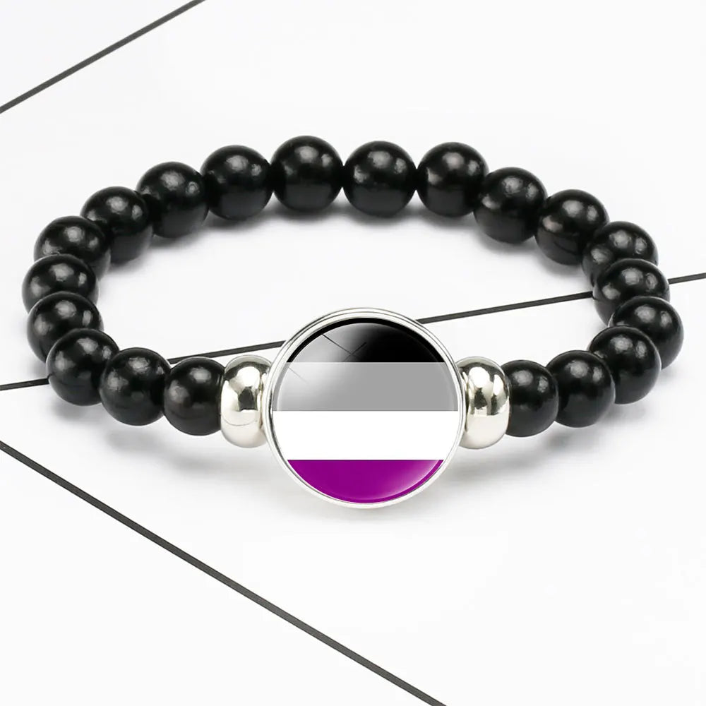 Pride Perlenarmband mit Glas-Button