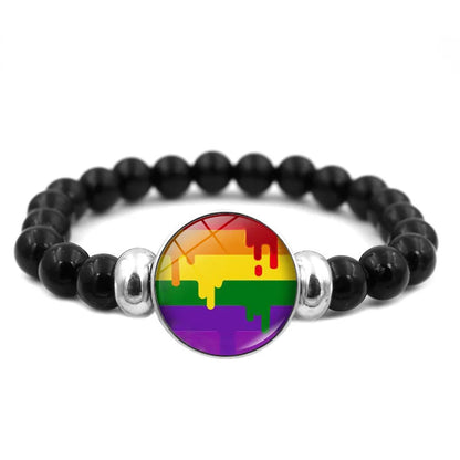 Pride Perlenarmband mit Glas-Button