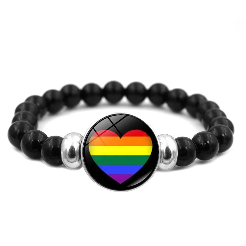 Pride Perlenarmband mit Glas-Button